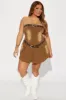 Out West Denim Micro Mini Dress - Brown sold by Fashion Nova
