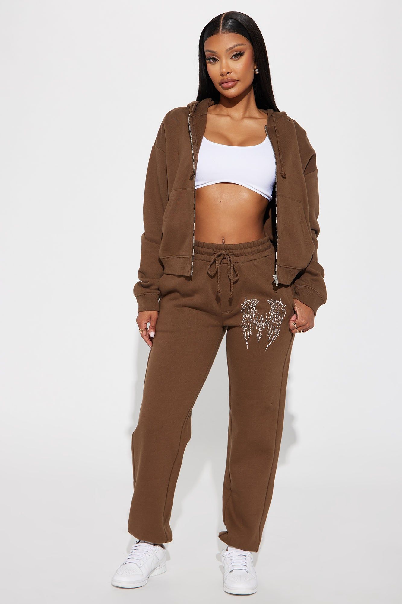 Angel Wings Sweatsuit - Brown sold by Fashion Nova