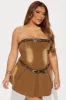 Out West Denim Micro Mini Dress - Brown sold by Fashion Nova