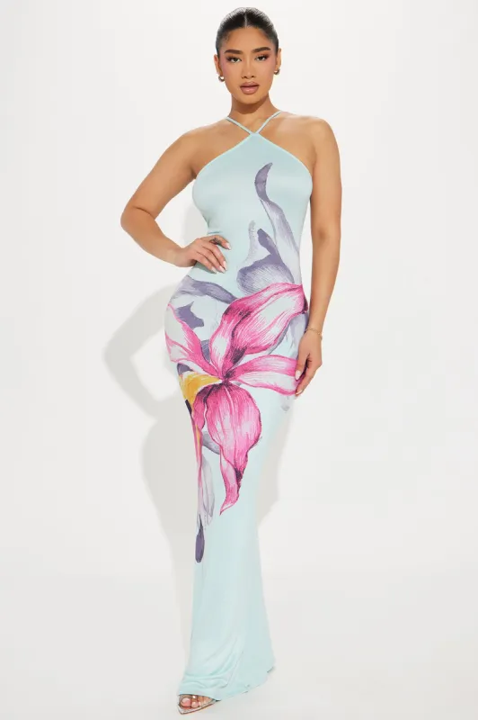 Skyfall Maxi Dress - Blue sold by Fashion Nova