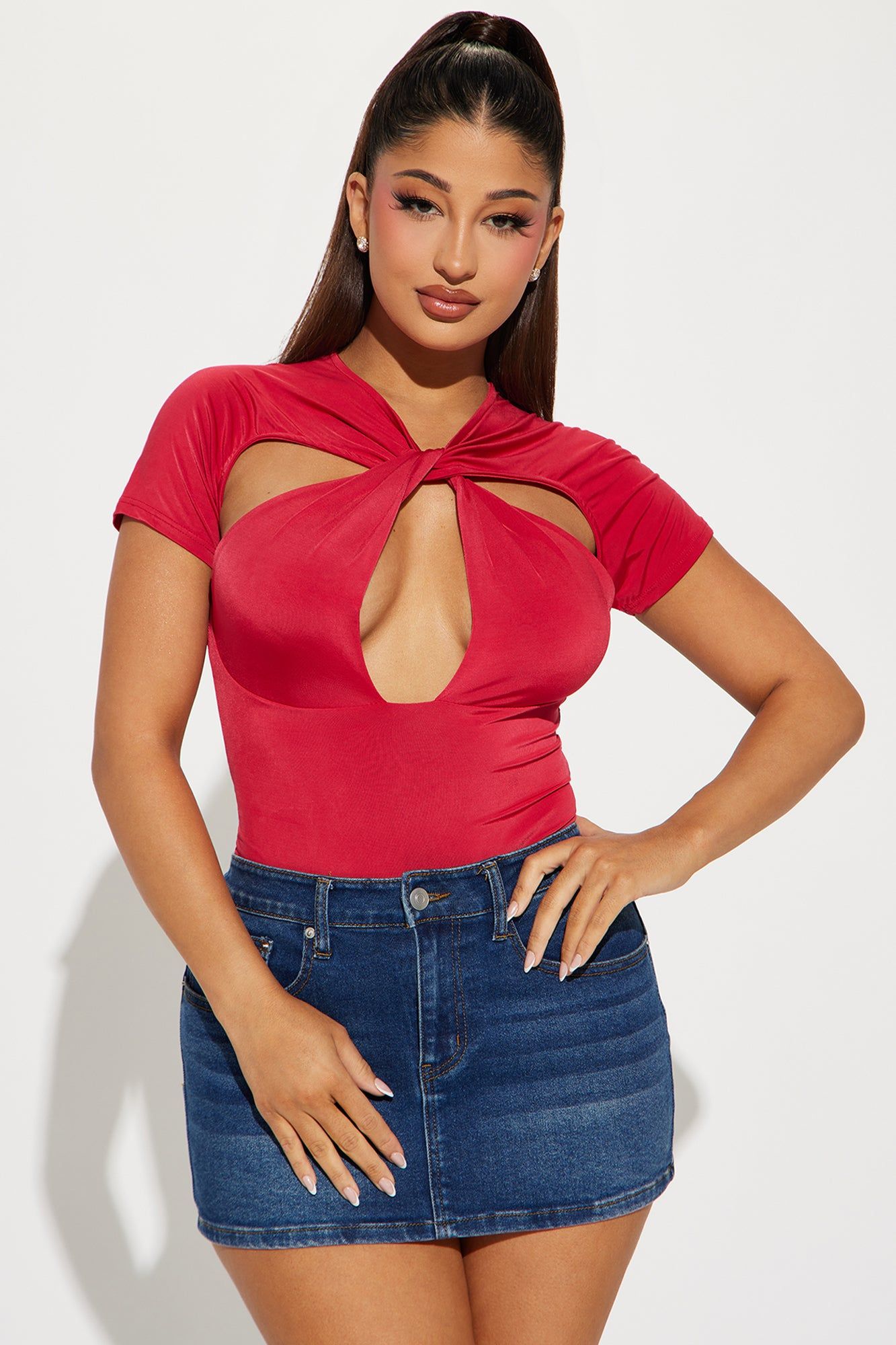 Don't Get It Twisted Short Sleeve Bodysuit - Red sold by Fashion Nova product image thumbnail 3