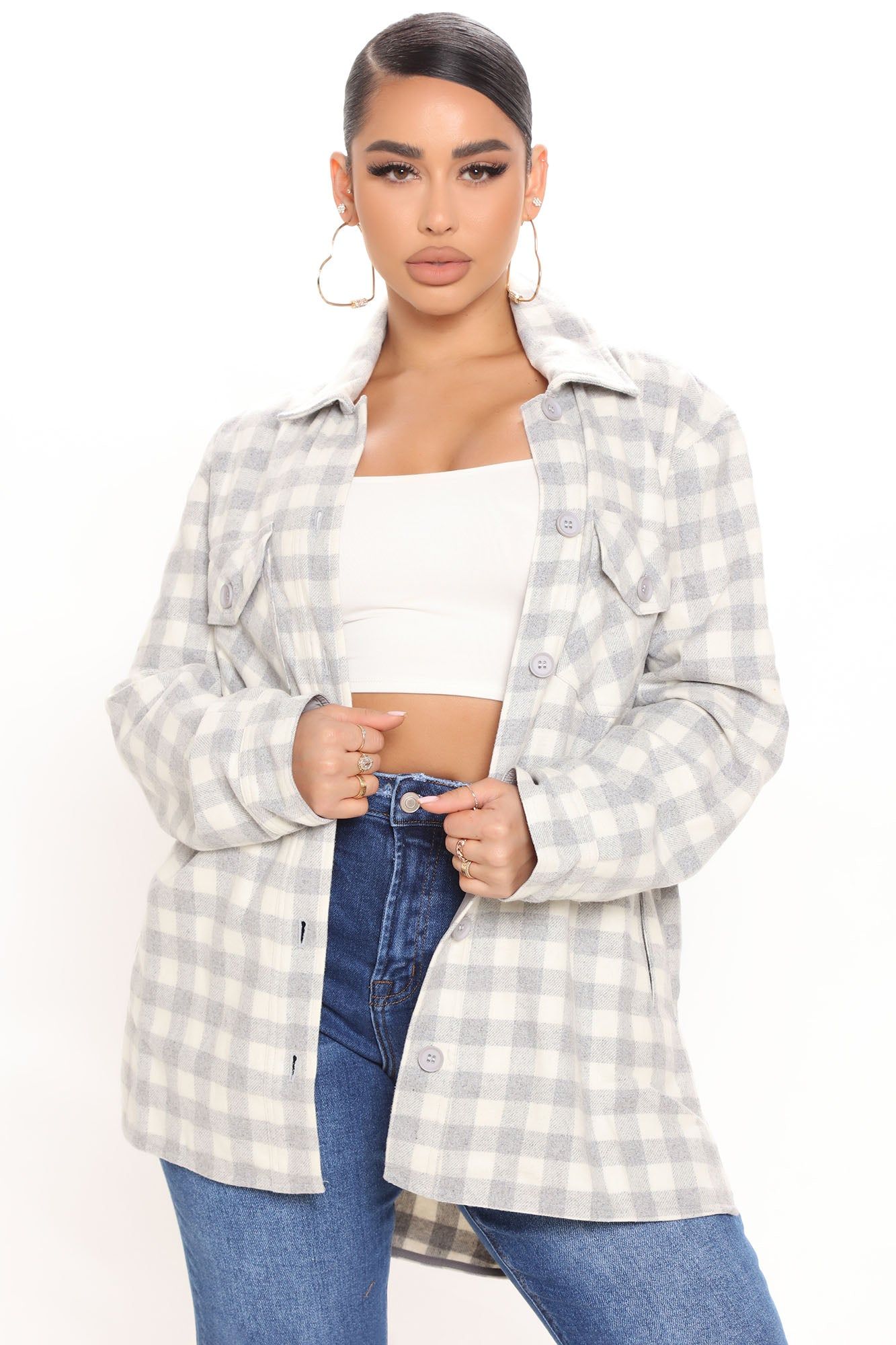 Set The Mood Shacket - Grey sold by Fashion Nova product image thumbnail 2