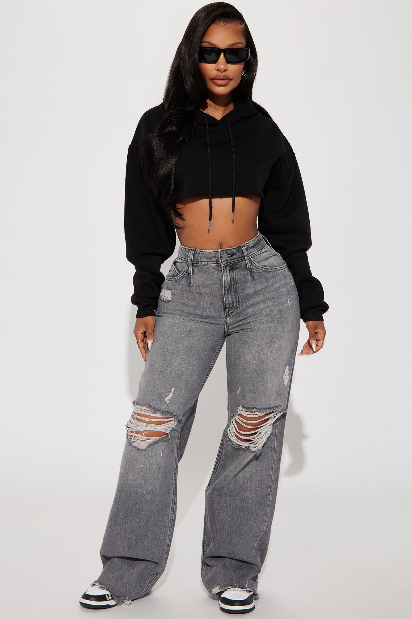Lilian Cropped Lounge Hoodie - Black sold by Fashion Nova product image thumbnail 2