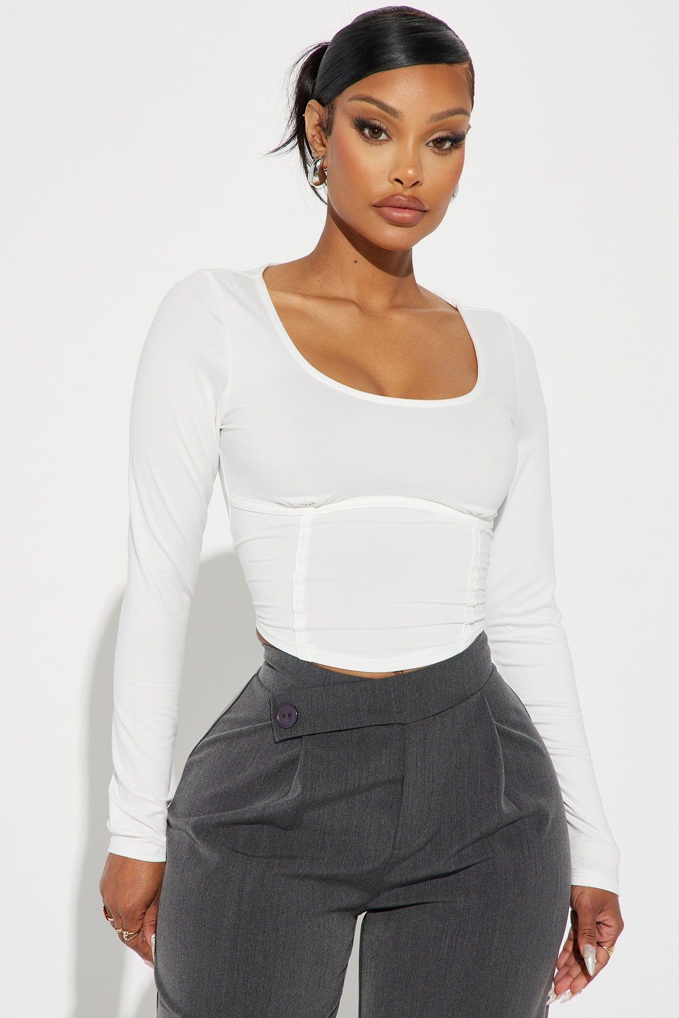 Angelica Scoop Neck Top - Off White sold by Fashion Nova