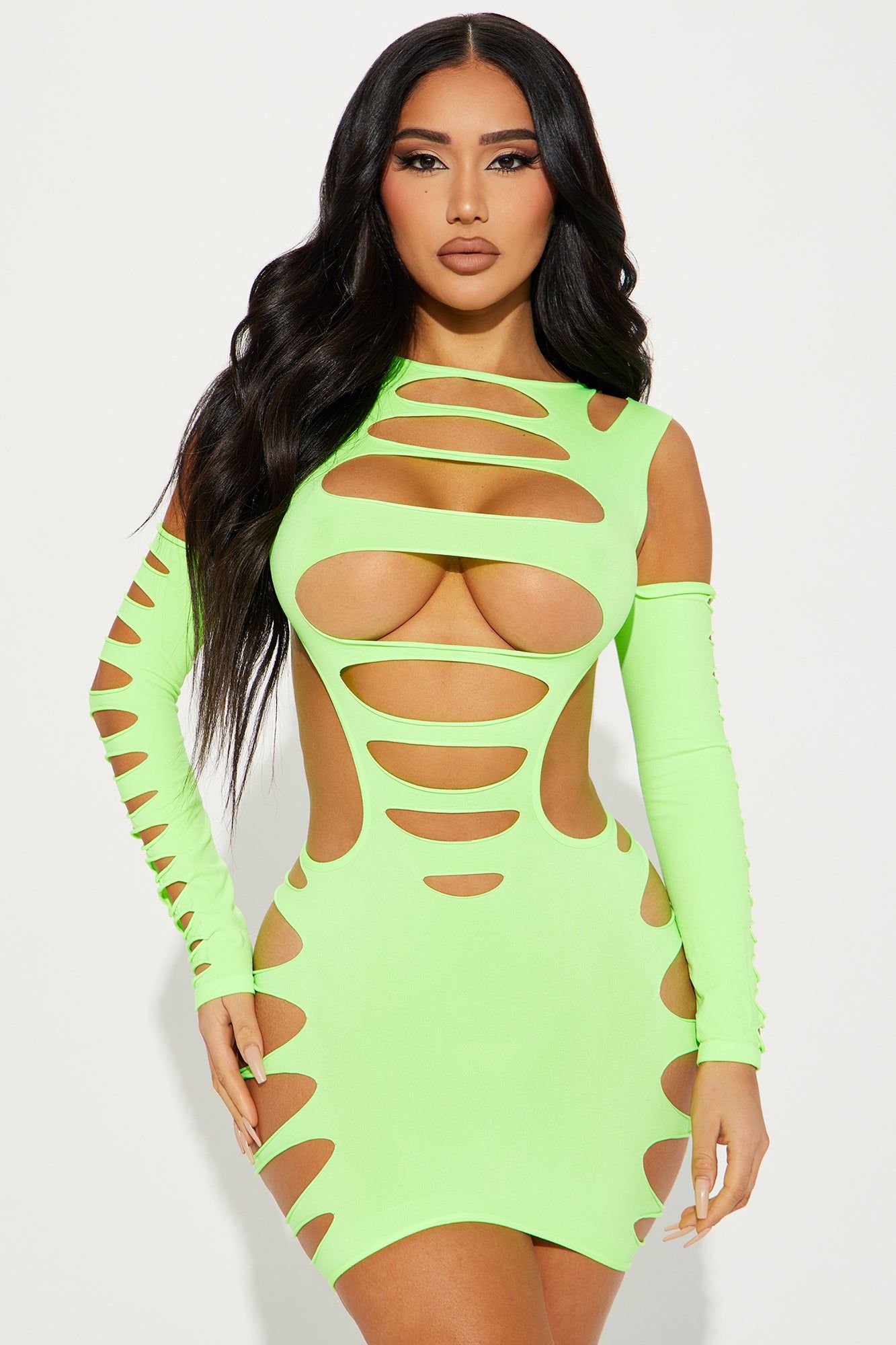 Midnight Temptation Bodystocking - Lime sold by Fashion Nova