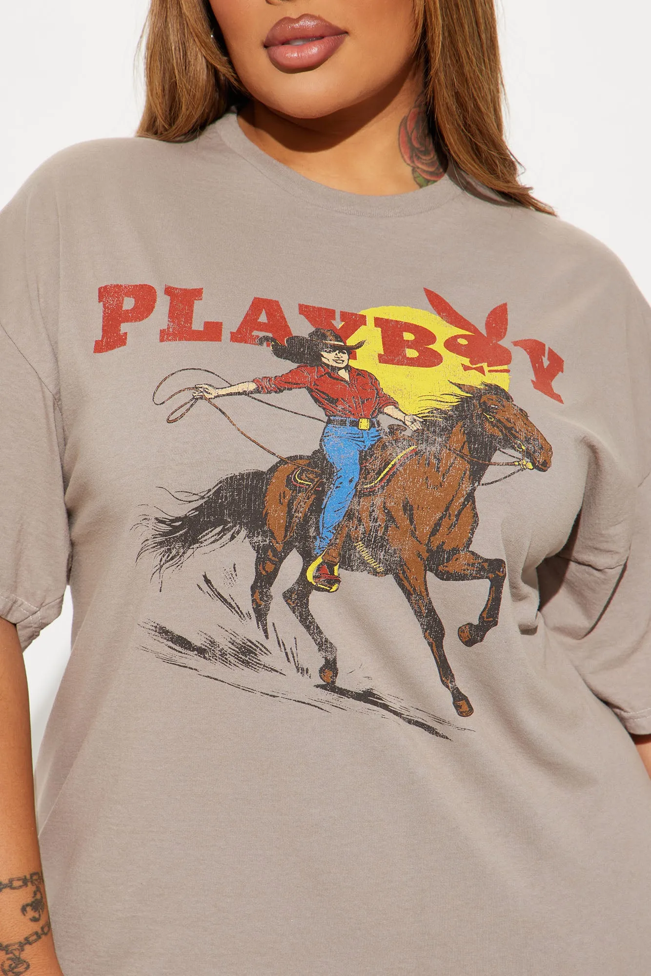 Playboy Wild West Washed Tee - Brown Combo sold by Fashion Nova product image thumbnail 5