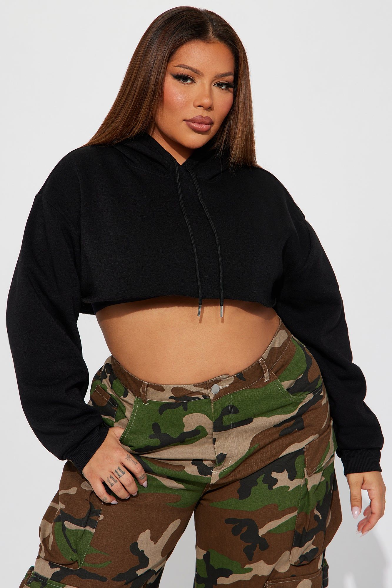 Lilian Cropped Lounge Hoodie - Black sold by Fashion Nova product image thumbnail 4