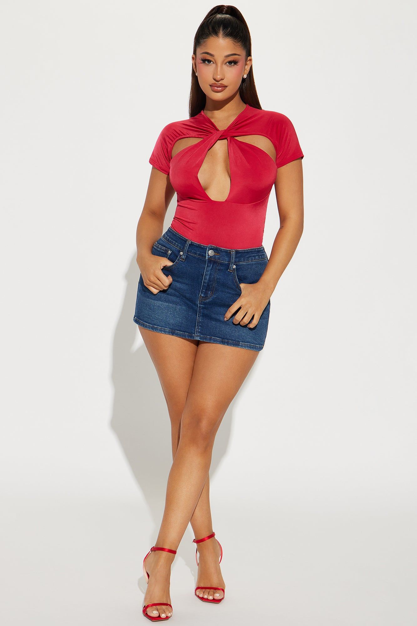 Don't Get It Twisted Short Sleeve Bodysuit - Red sold by Fashion Nova product image thumbnail 2