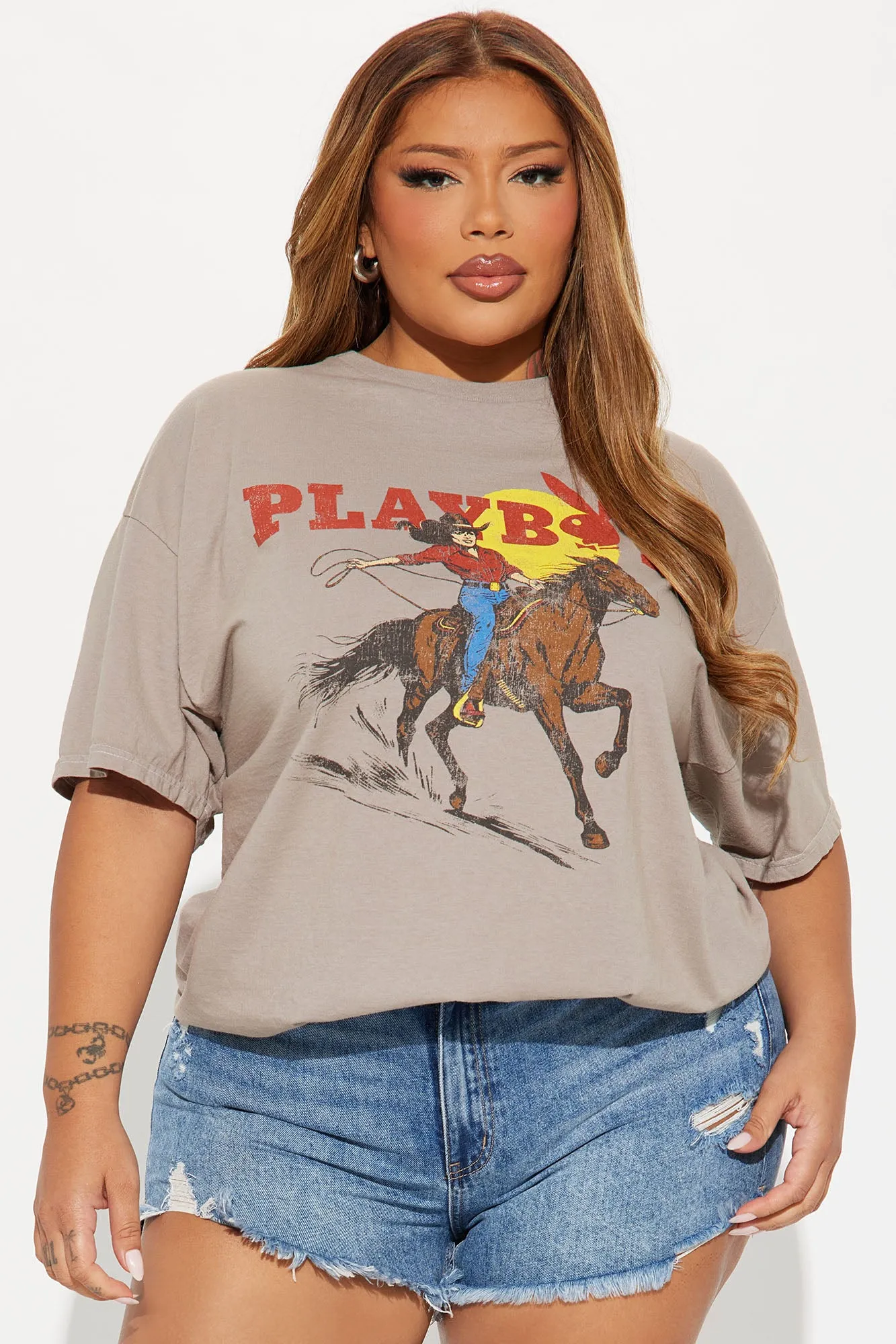 Playboy Wild West Washed Tee - Brown Combo sold by Fashion Nova product image thumbnail 4