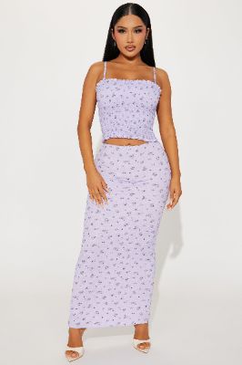 Flower Garden Skirt Set - Lavender/combo sold by Fashion Nova