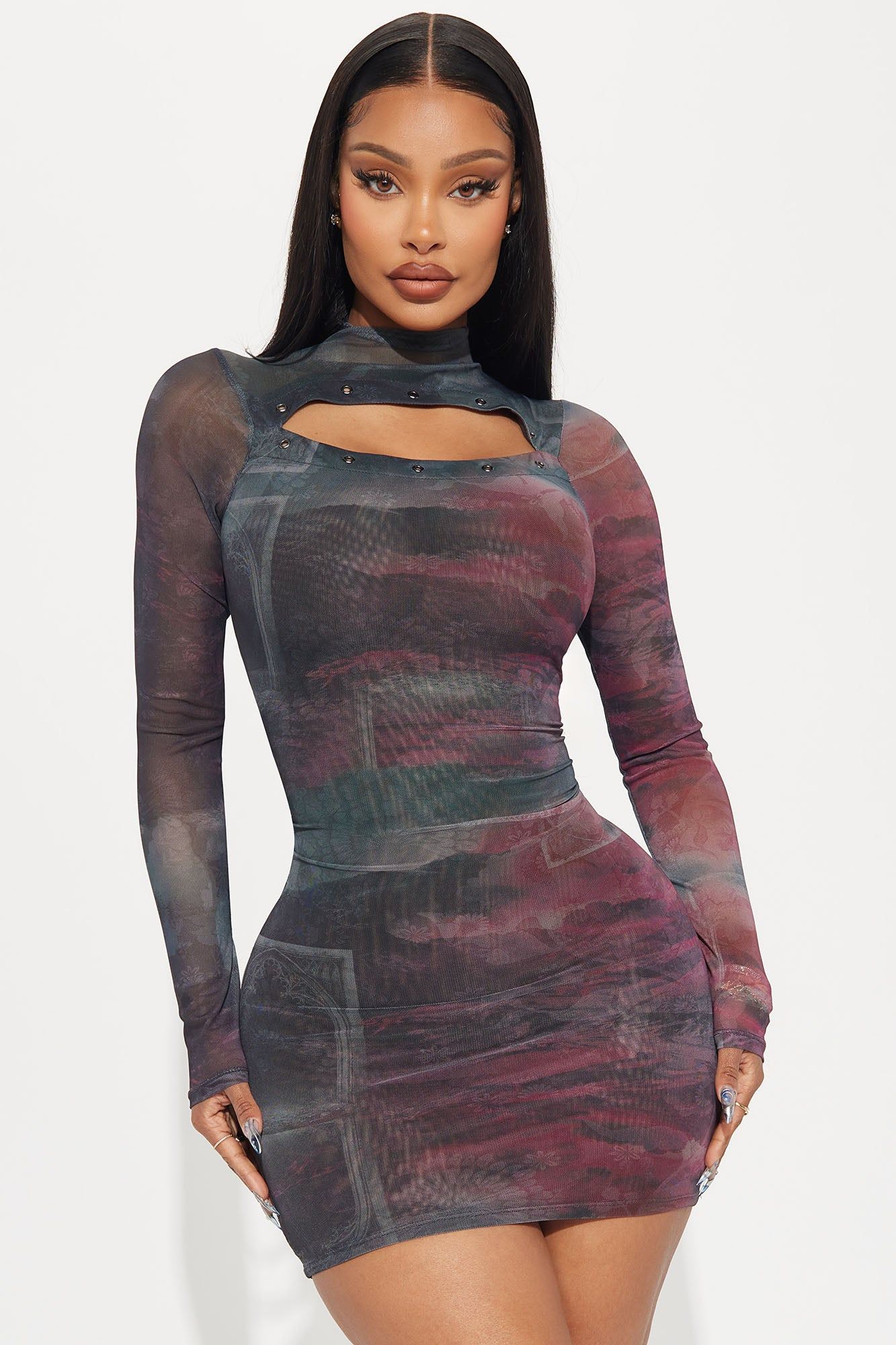 Skylar Mesh Mini Dress - Purple/combo sold by Fashion Nova product image thumbnail 2