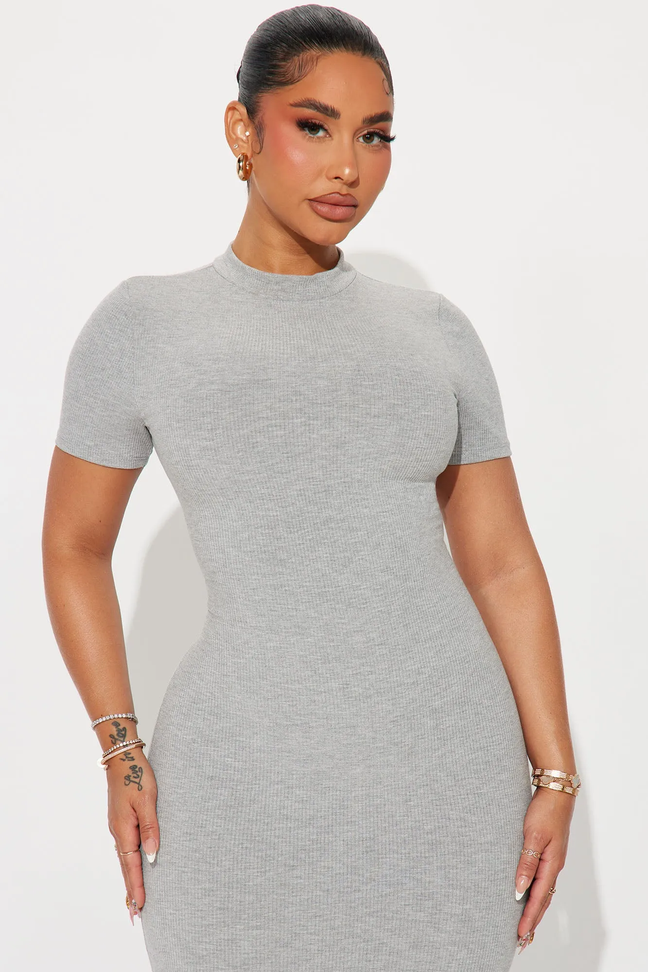 Cora Snatched Maxi Dress - Heather Grey sold by Fashion Nova product image thumbnail 2