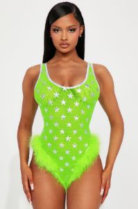 Starlight Lover Mesh Dance Bodysuit - Neon Green sold by Fashion Nova