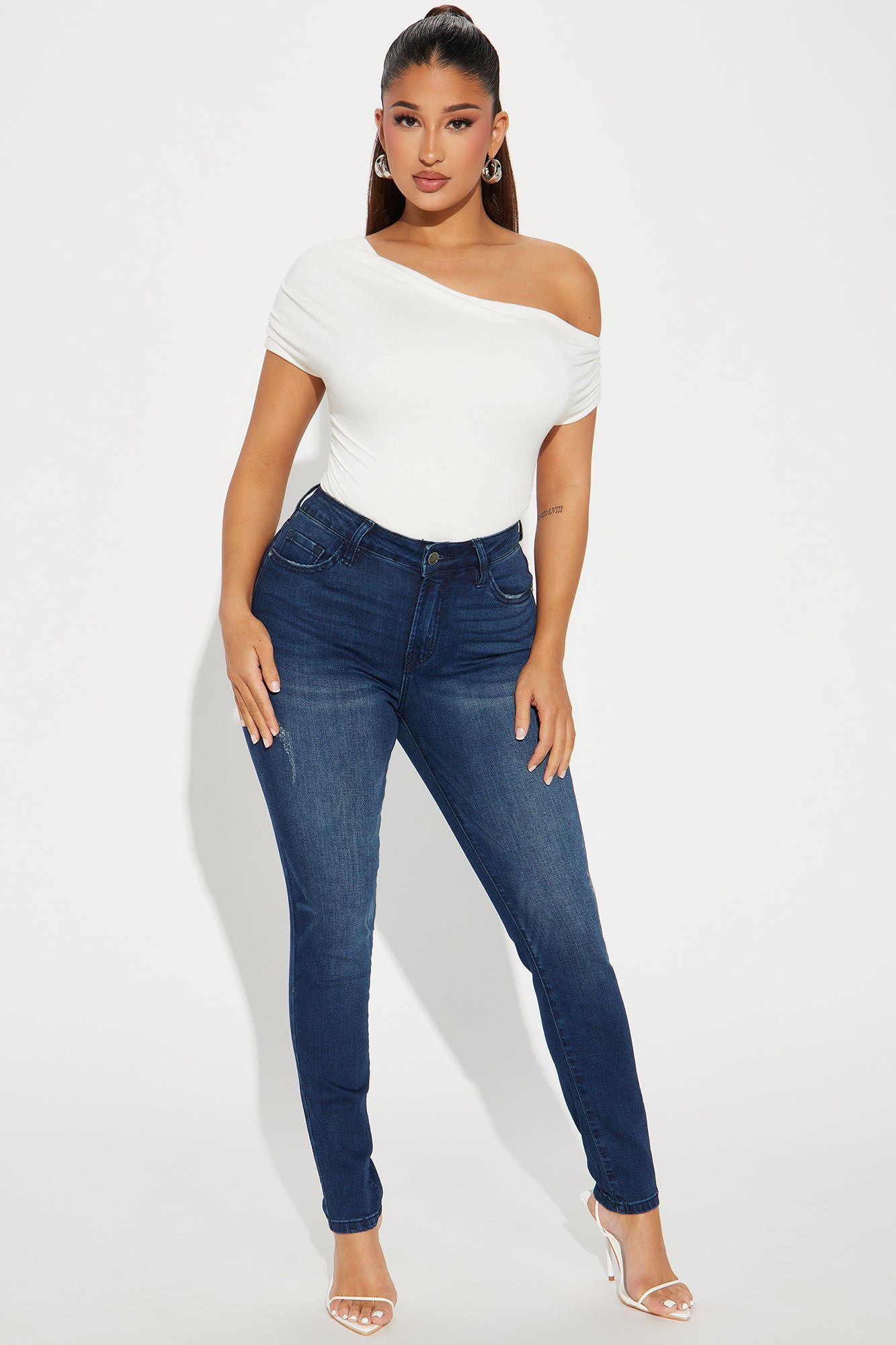 Not Going To Settle Stretch Skinny Jeans - Dark Wash sold by Fashion Nova