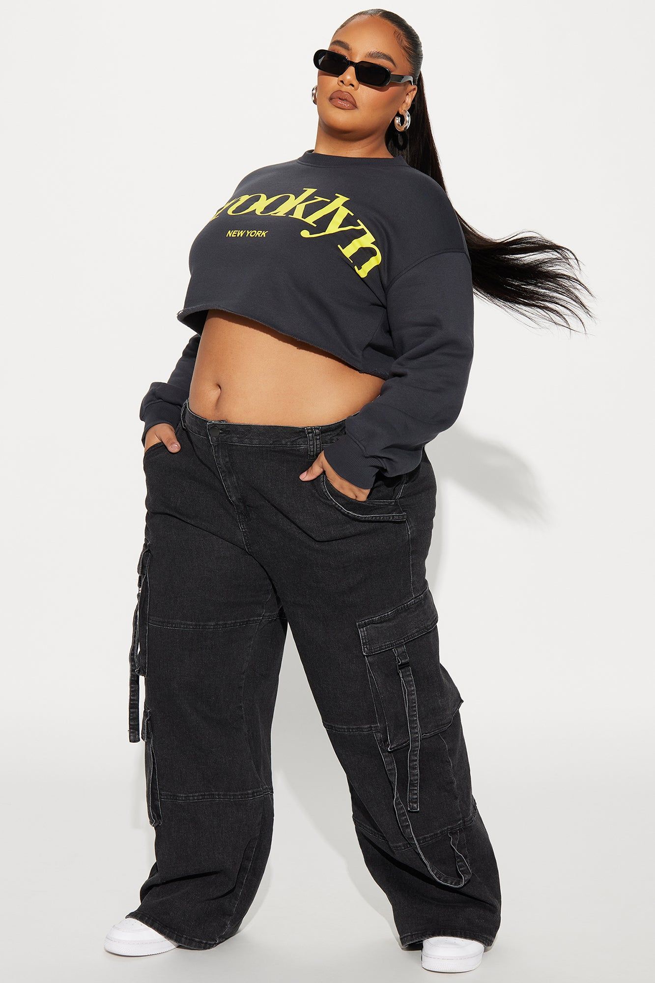 Brooklyn's Baddest Cropped Sweatshirt - Black/Yellow sold by Fashion Nova product image thumbnail 5