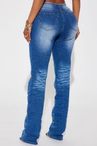 Make You Feel Stacked Stretch Straight Leg Jeans - Medium Wash sold by Fashion Nova