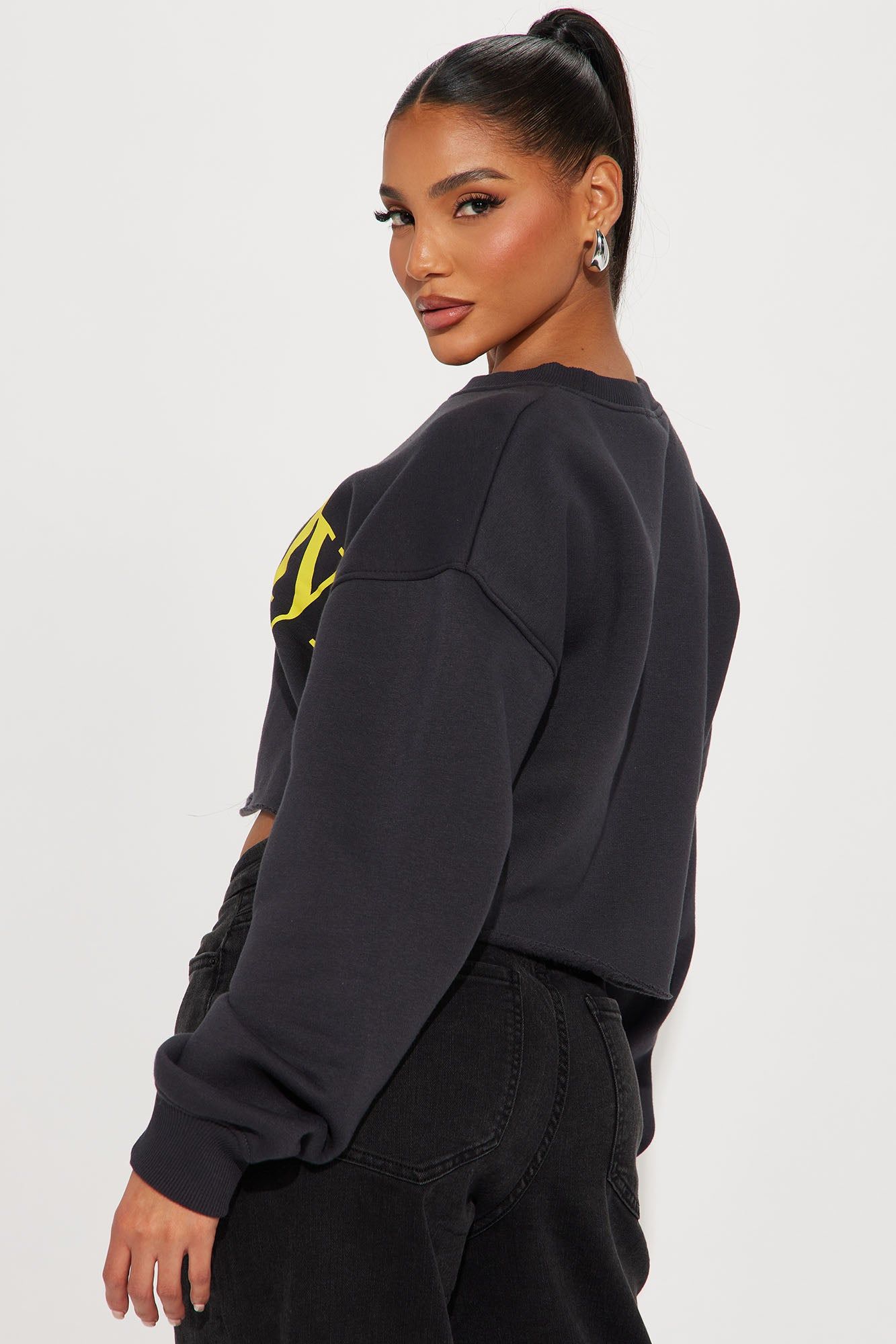 Brooklyn's Baddest Cropped Sweatshirt - Black/Yellow sold by Fashion Nova product image thumbnail 3