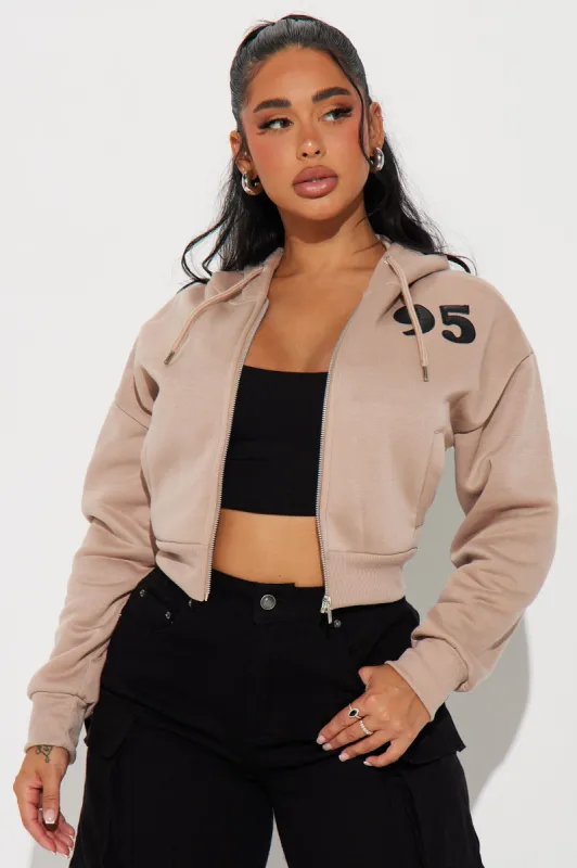 Brooklyn Leather Patch Zip Hoodie - Mocha made by Fashion Nova