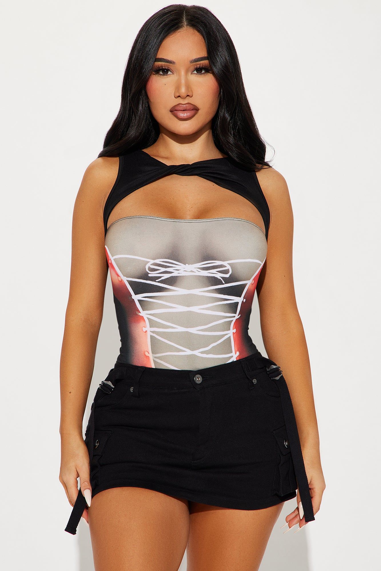 All Tied Up Bodysuit - Black/combo sold by Fashion Nova product image thumbnail 2