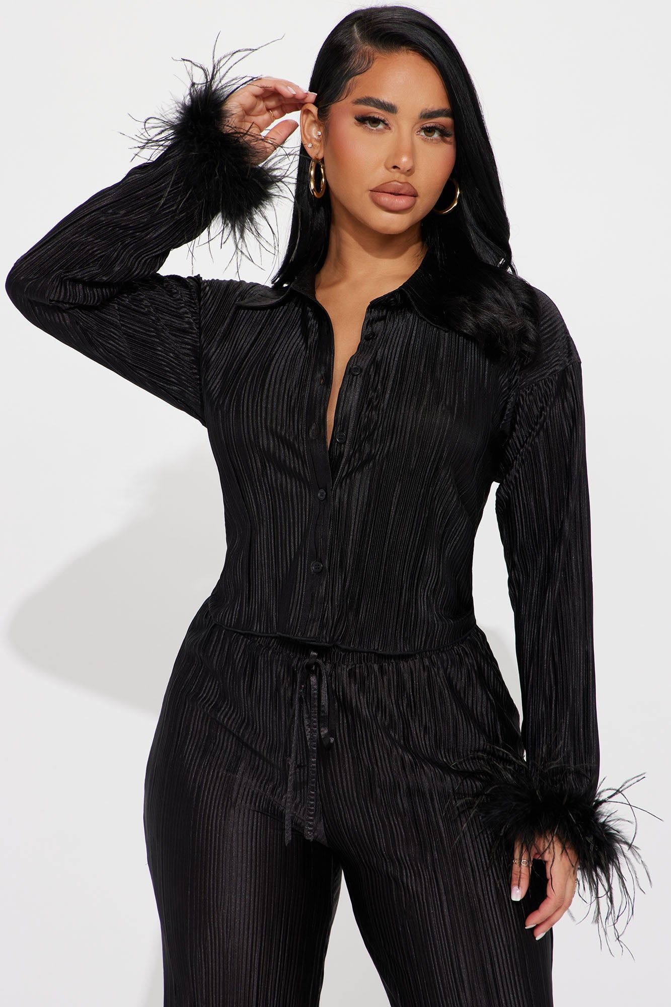 Oh So Classy Satin Pant Set - Black sold by Fashion Nova product image thumbnail 2