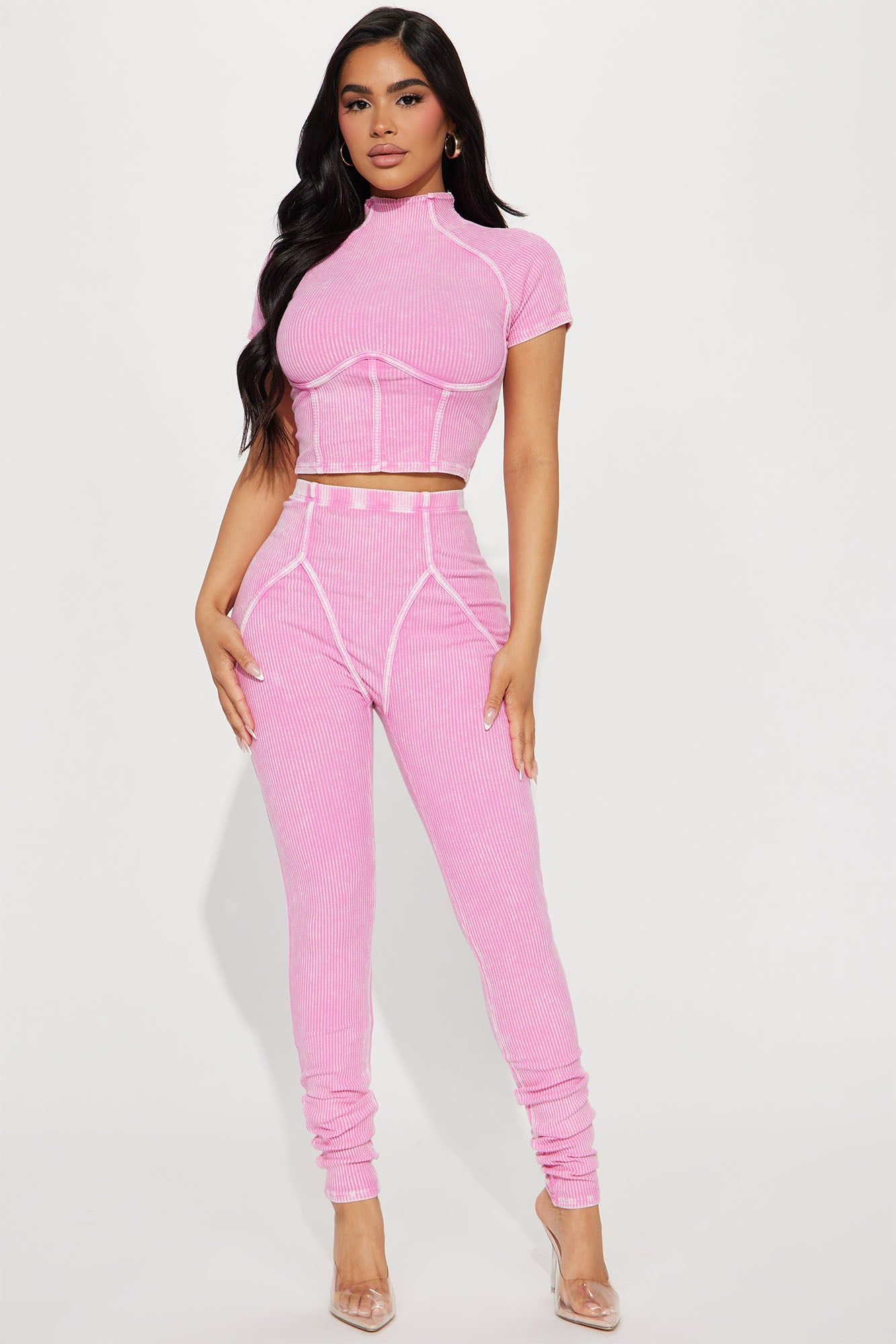 Jaime Short Sleeve Legging Set - Pink sold by Fashion Nova