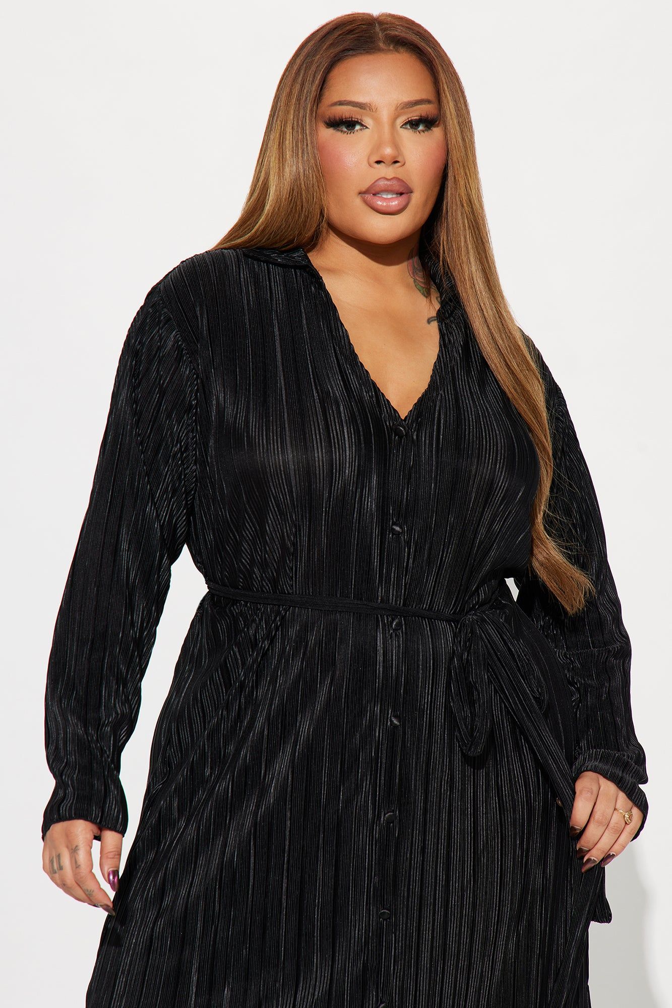 Isabella Plisse Shirt Dress - Black sold by Fashion Nova product image thumbnail 5