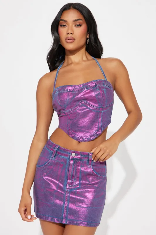 Concert Ready Metallic Skirt Set - Pink sold by Fashion Nova