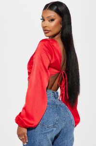 Blooming Baddie Satin Top - Red sold by Fashion Nova