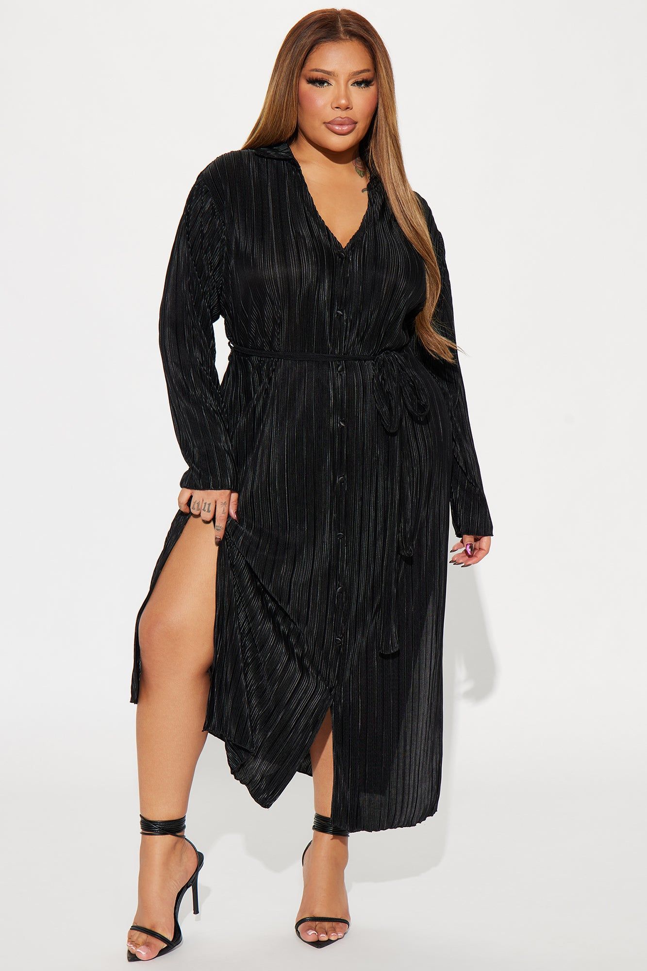 Isabella Plisse Shirt Dress - Black sold by Fashion Nova product image thumbnail 4