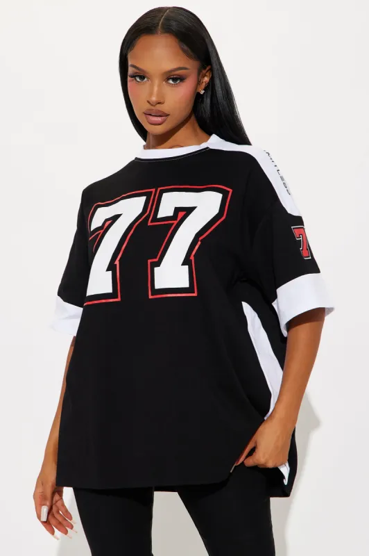 Half Time Oversized Tee - Black/combo sold by Fashion Nova