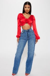 Blooming Baddie Satin Top - Red sold by Fashion Nova