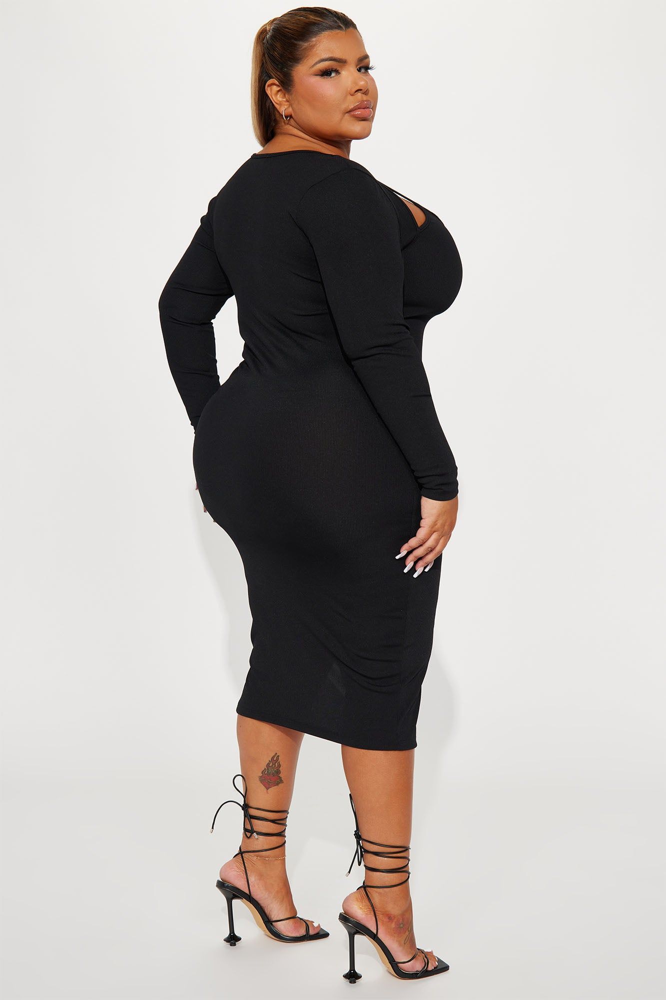 Nora Ribbed Midi Dress - Black sold by Fashion Nova product image thumbnail 3