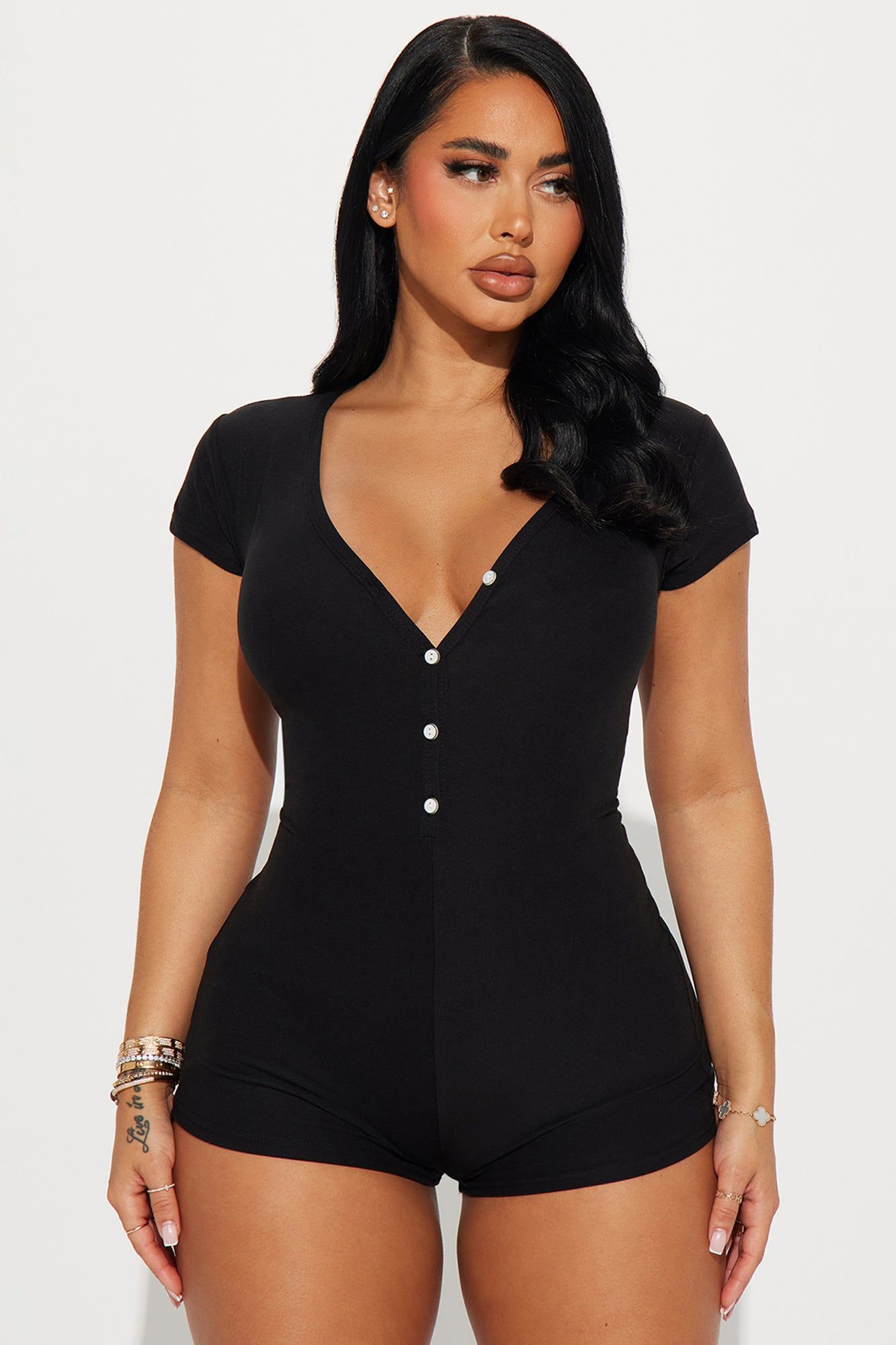 Kiss Me PJ Romper Onesie - Black sold by Fashion Nova product image thumbnail 2