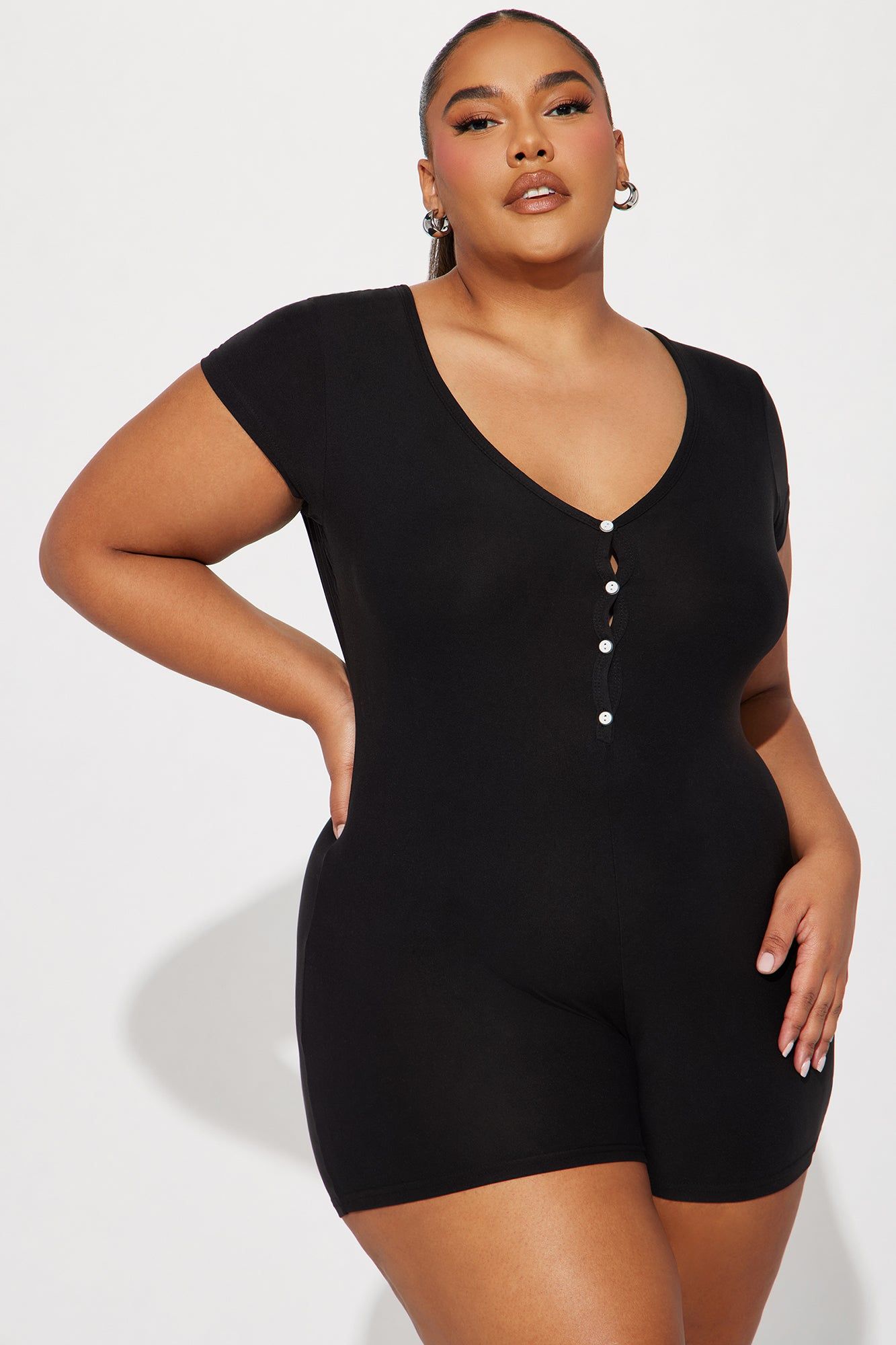 Kiss Me PJ Romper Onesie - Black sold by Fashion Nova product image thumbnail 5