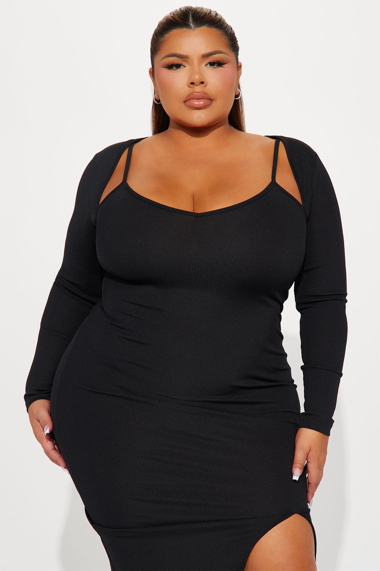 Nora Ribbed Midi Dress - Black sold by Fashion Nova product image thumbnail 2