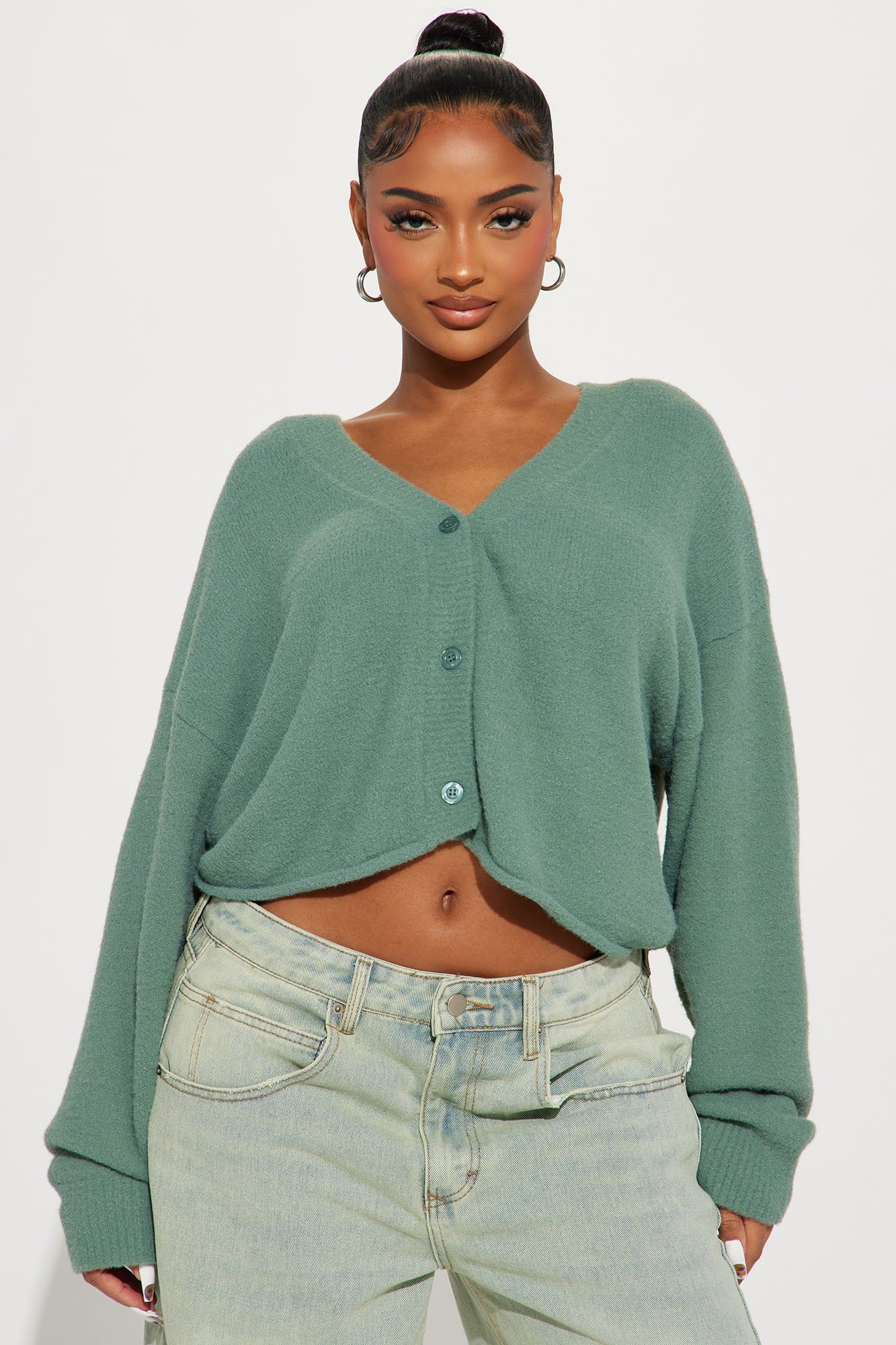 By The Fireplace Cardigan - Green sold by Fashion Nova