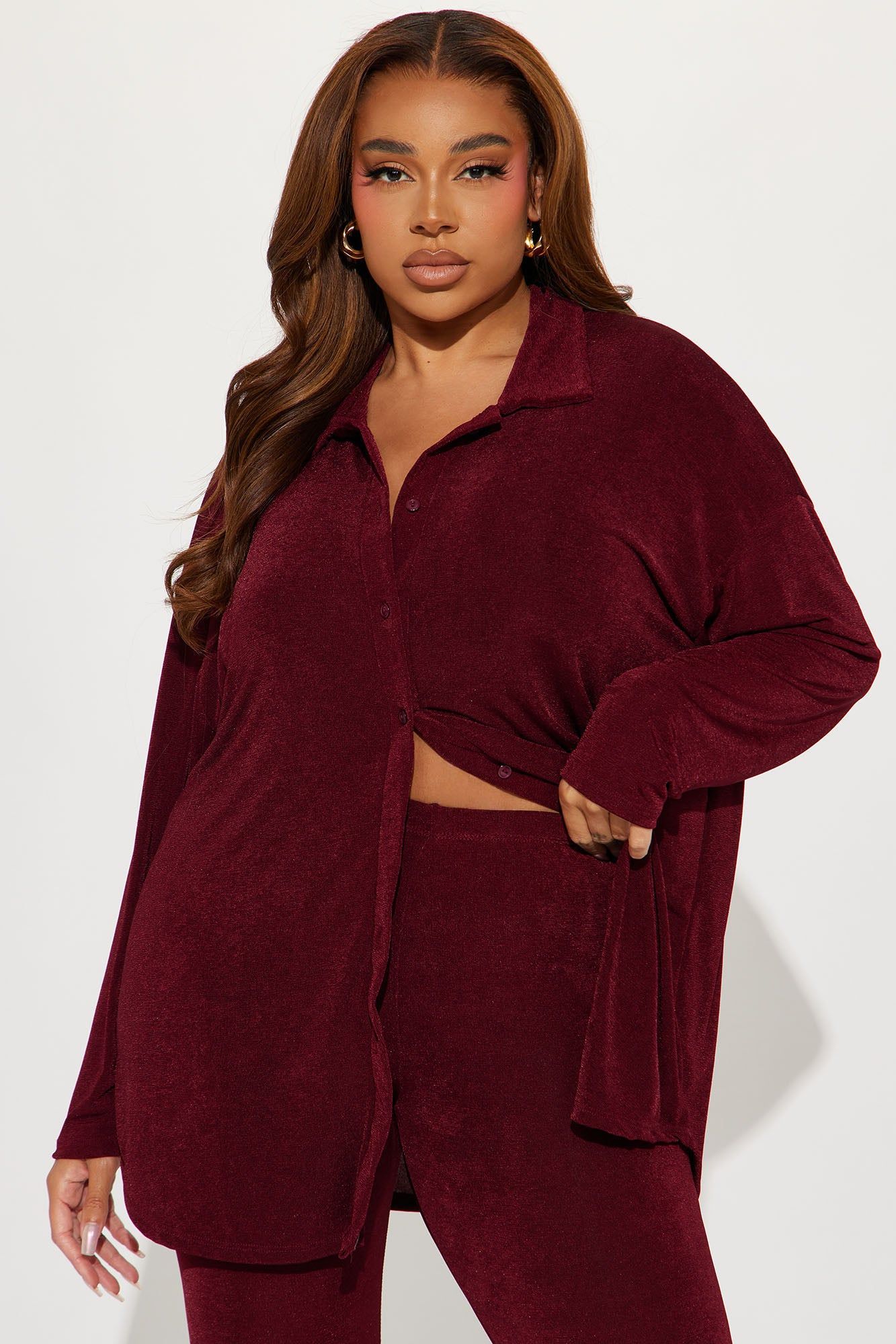 Don't Stop Slinky Legging Set - Wine sold by Fashion Nova product image thumbnail 5