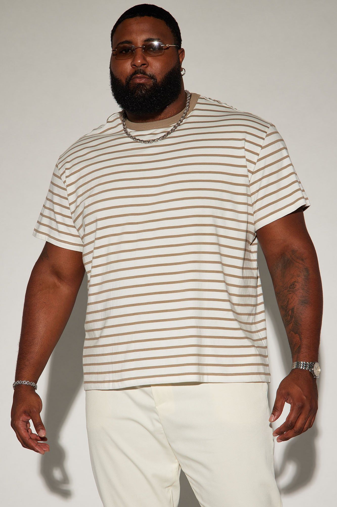 On The Line Short Sleeve Tee - Off White/combo sold by Fashion Nova product image thumbnail 4