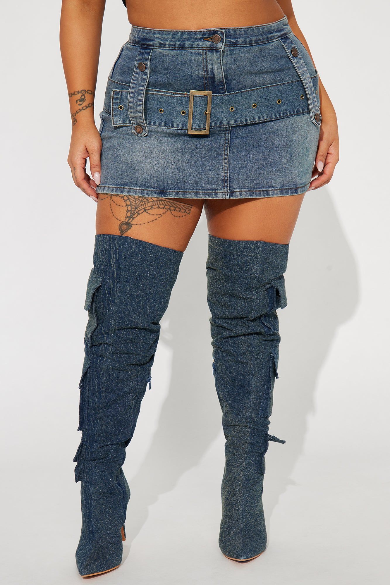 Holding It Down Belted Denim Mini Skirt - Medium Wash sold by Fashion Nova product image thumbnail 5