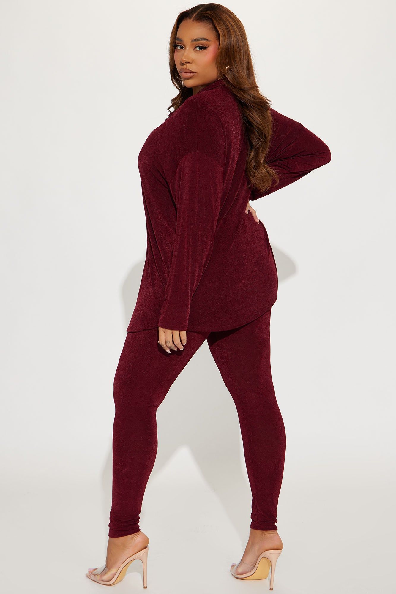 Don't Stop Slinky Legging Set - Wine sold by Fashion Nova product image thumbnail 6