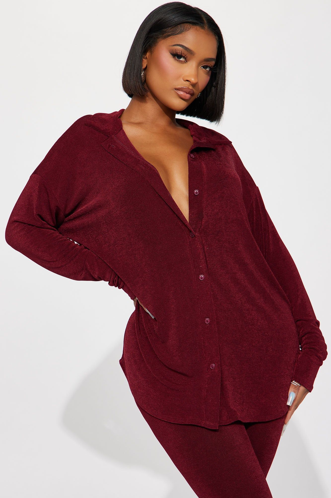 Don't Stop Slinky Legging Set - Wine sold by Fashion Nova product image thumbnail 2