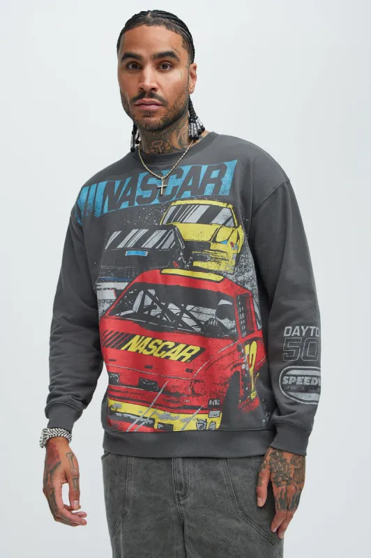 NASCAR Daytona 500 Crewneck Sweater - Charcoal sold by Fashion Nova