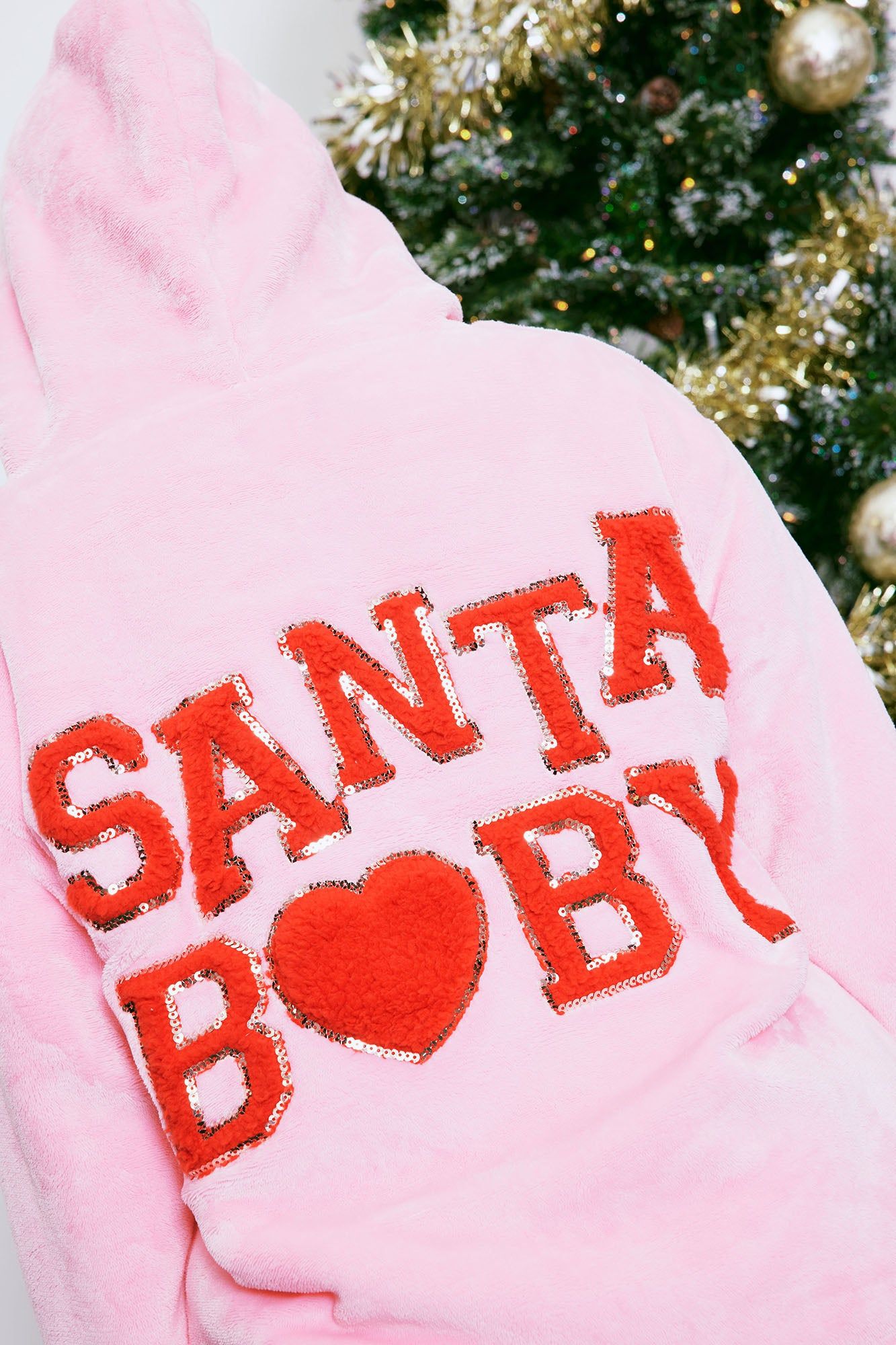 Santa Baby 2 Piece Hoodie PJ Set - Pink/Pink sold by Fashion Nova product image thumbnail 5