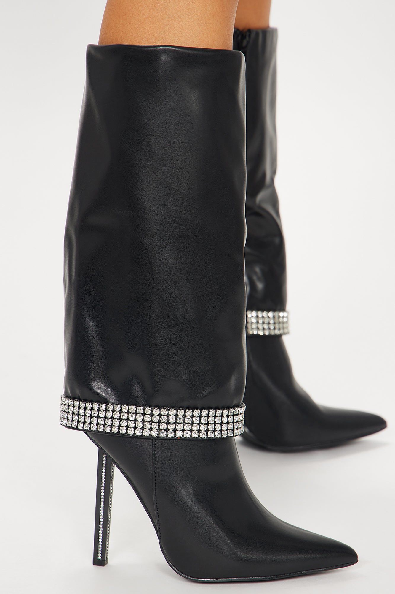 Dylan Embellished Overlay Knee High Boots - Black sold by Fashion Nova product image thumbnail 2