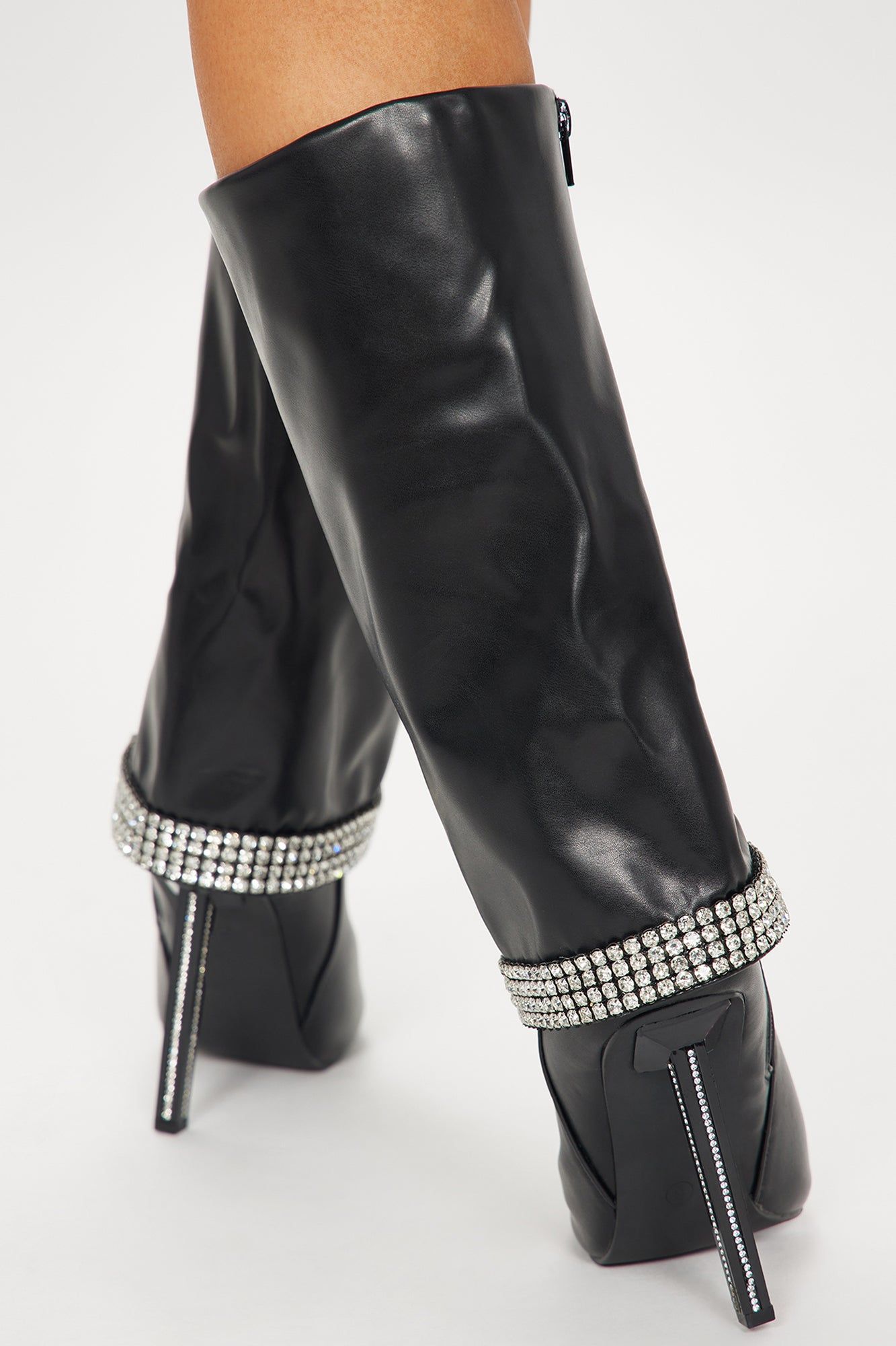 Dylan Embellished Overlay Knee High Boots - Black sold by Fashion Nova product image thumbnail 4