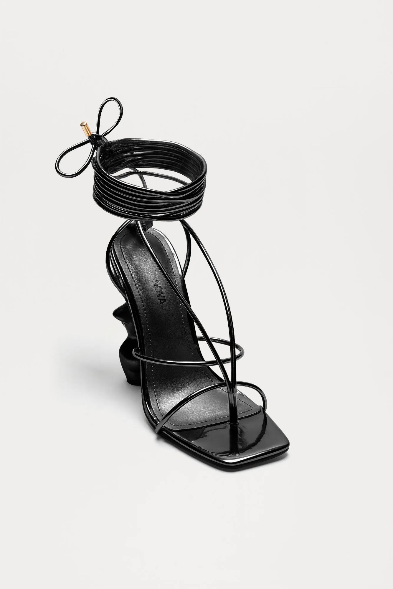 News Worthy Novelty Wrap Up Heels - Black sold by Fashion Nova product image thumbnail 4