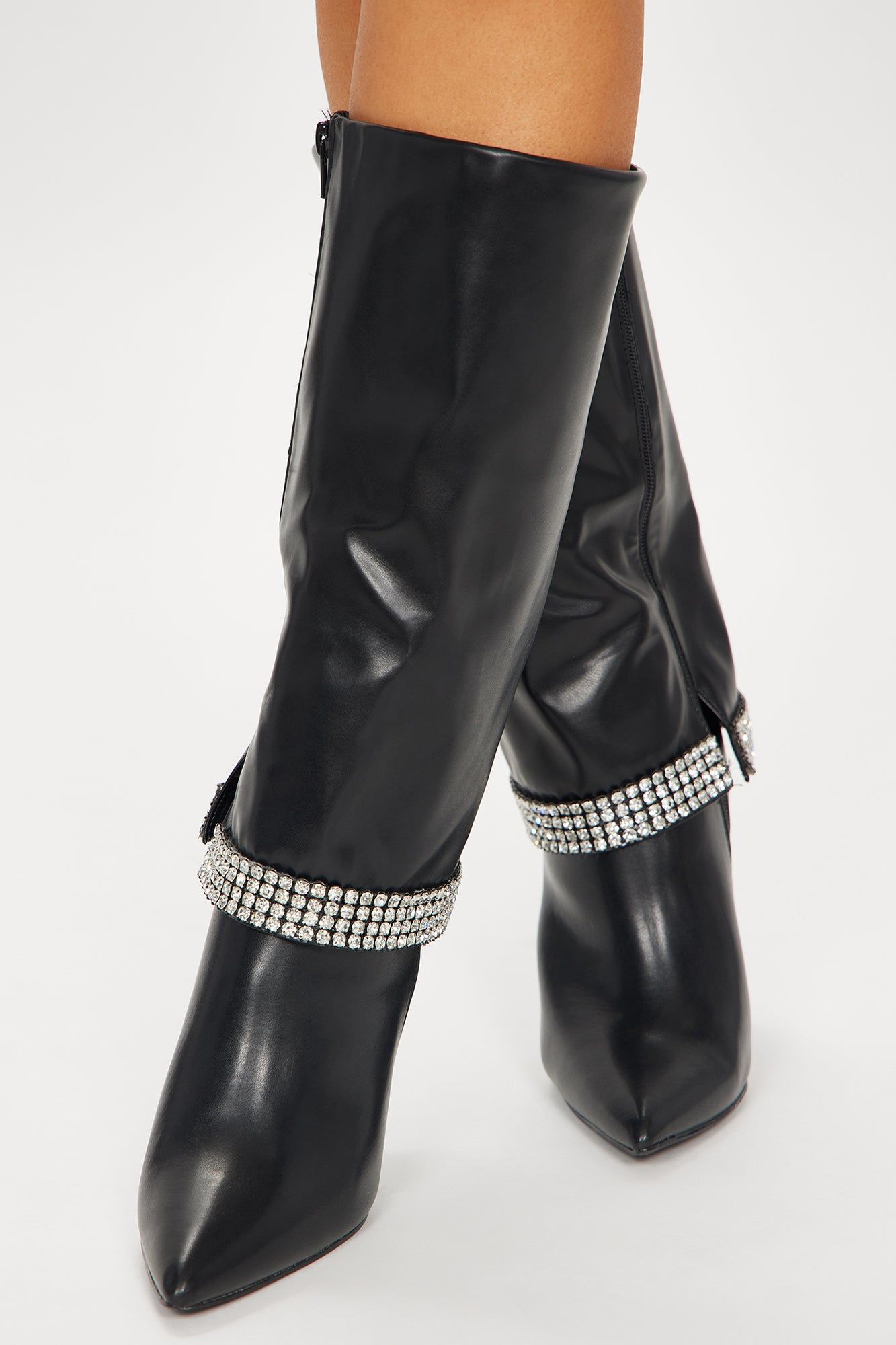 Dylan Embellished Overlay Knee High Boots - Black sold by Fashion Nova product image thumbnail 3