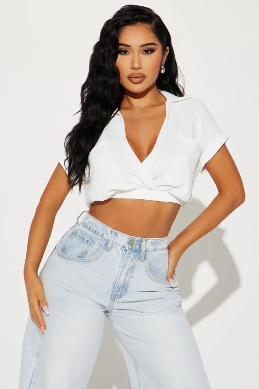 Arabella Textured Blouse Top - White sold by Fashion Nova