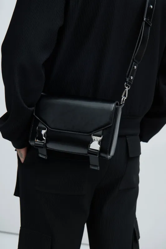 Double The Buckle Crossbody Bag - Black sold by Fashion Nova