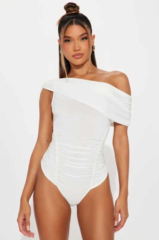 Michelle Off Shoulder Bodysuit - Ivory sold by Fashion Nova